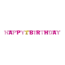 BANNER 1ST BIRTHDAY PINK
